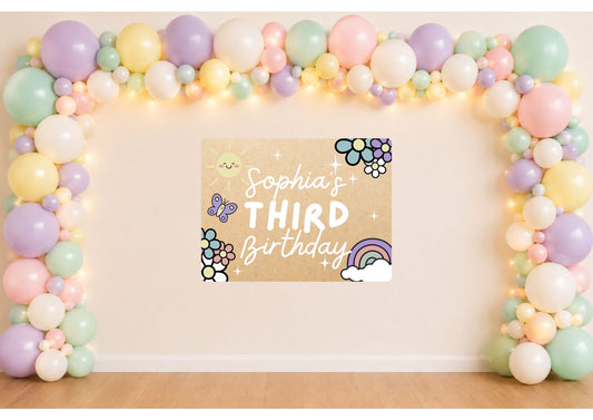 Pastel Rainbow Kids Birthday Banners