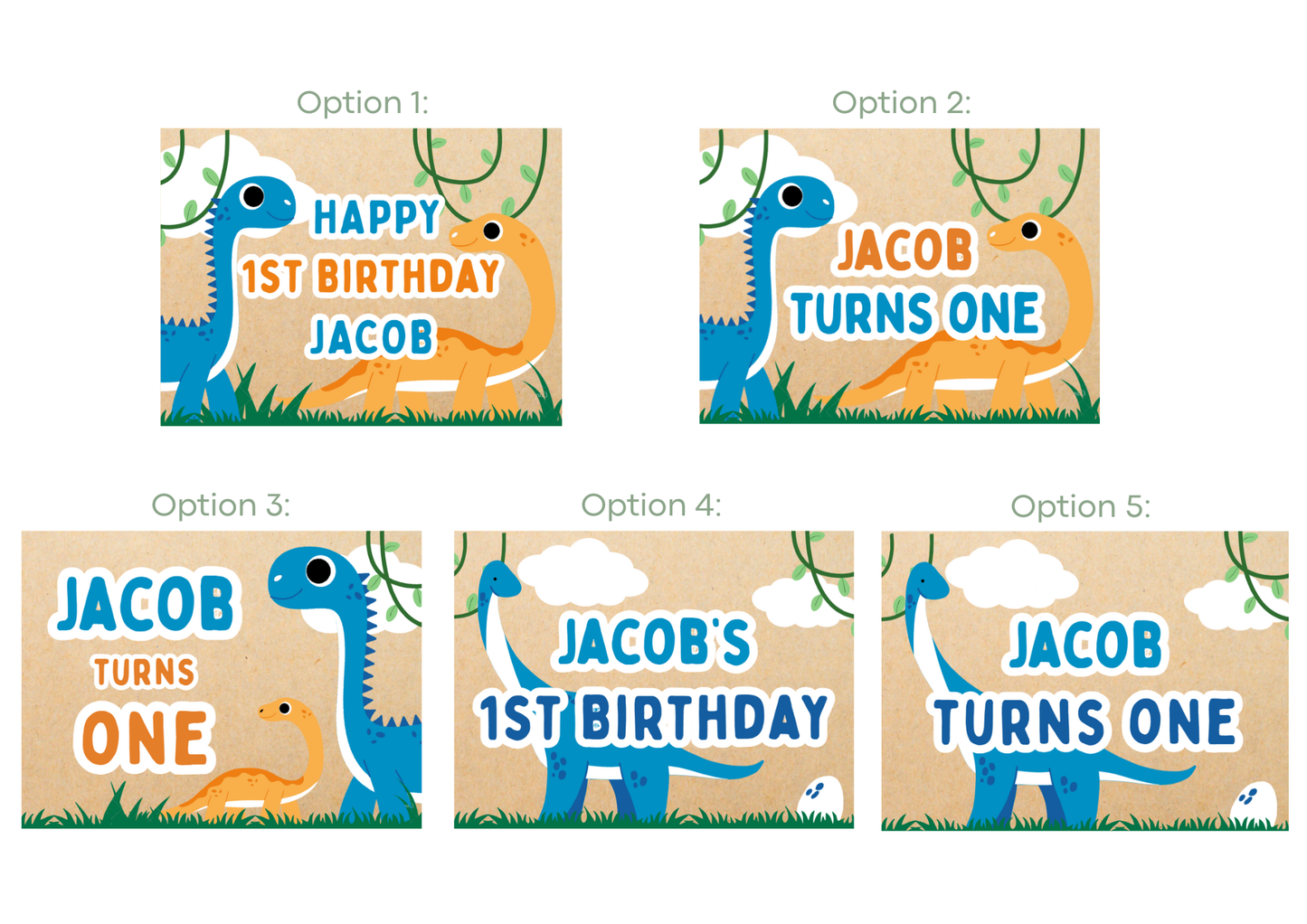 Dinosaur Kids Birthday Banners