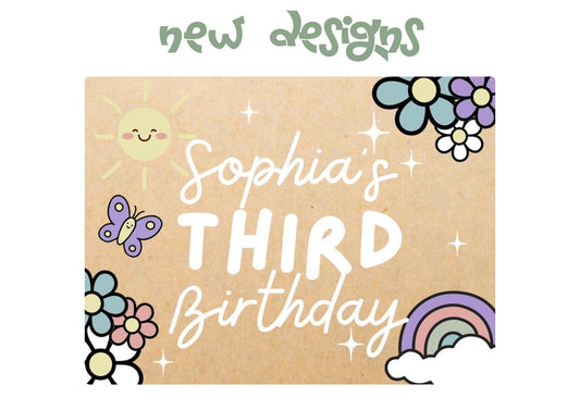 Pastel Rainbow Kids Birthday Banners