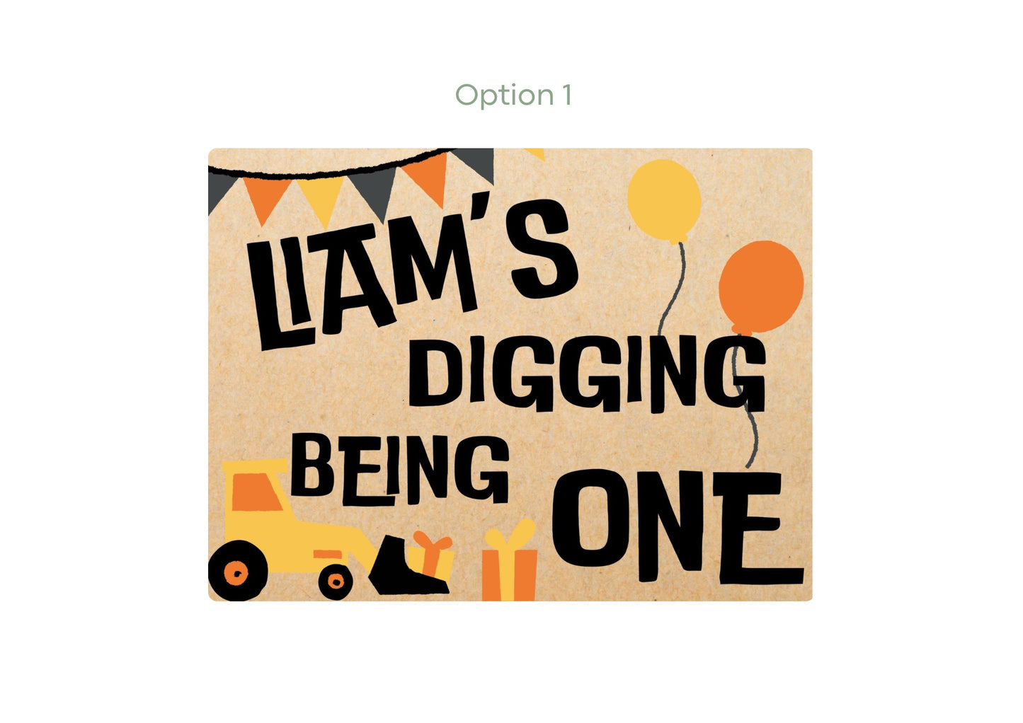 Digger/Truck First Birthday Banners