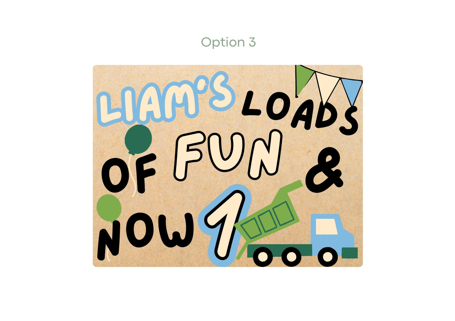 Digger/Truck First Birthday Banners