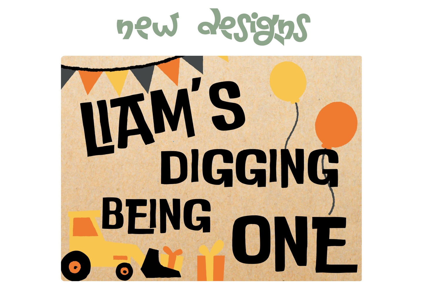 Digger/Truck First Birthday Banners