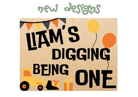 Digger/Truck First Birthday Banners