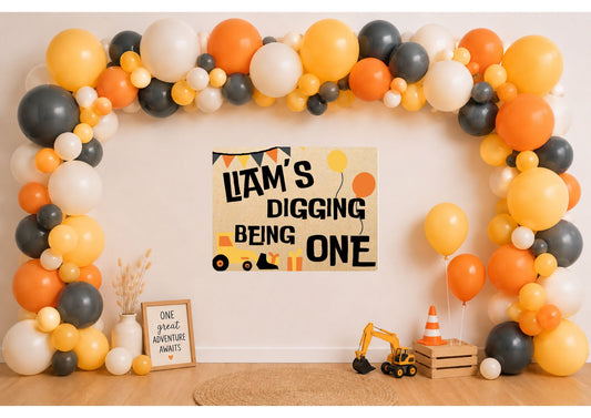 Digger/Truck First Birthday Banners